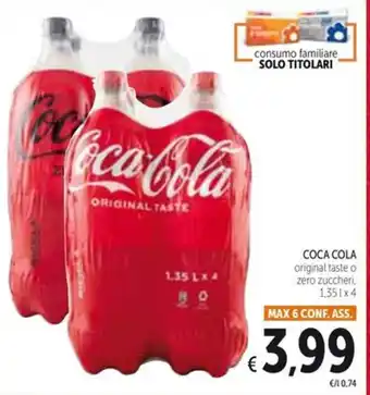Spazio Conad COCA COLA original taste o zero zuccheri, 1,351x4 offerta