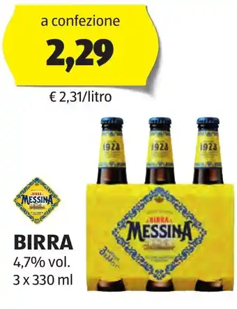 ALDI MESSINA BIRRA 3 x 330 ml offerta