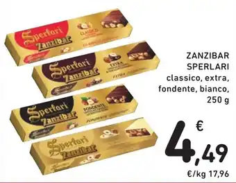 Spazio Conad ZANZIBAR SPERLARI classico, extra, fondente, bianco, 250 g offerta