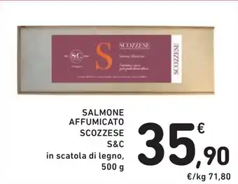 Spazio Conad SALMONE AFFUMICATO SCOZZESE S&C in scatola di legno, 500 g offerta
