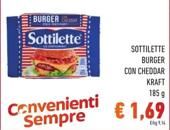 Spazio Conad SOTTILETTE BURGER CON CHEDDAR KRAFT 185 g offerta