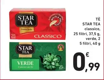 Spazio Conad TÈ STAR TEA classico, 25 filtri, 37,5 g, verde, 2 5 filtri, 40 g offerta