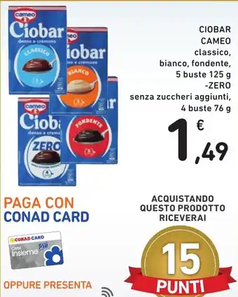 Spazio Conad CIOBAR CAMEO classico, bianco, fondente, 5 buste 125 g offerta