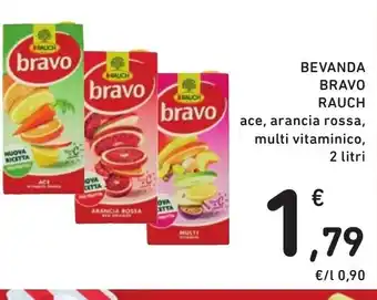 Spazio Conad BEVANDA BRAVO RAUCH ace, arancia rossa, multi vitaminico, 2 litri offerta