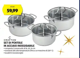 ALDI CROFTON SET DI PENTOLE IN ACCIAIO INOSSIDABILE offerta