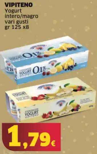Mercati Alimentari VIPITENO Yogurt intero/magro vari gusti gr 125 x8 offerta