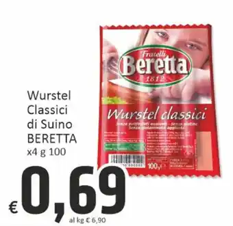 Paghi Poco Wurstel Classici di Suino BERETTA x4 g 100 offerta