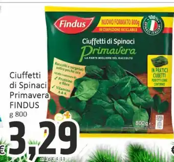 Paghi Poco Ciuffetti di Spinaci Primavera FINDUS g 800 offerta