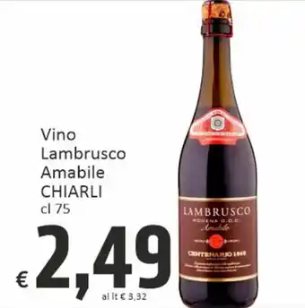 Paghi Poco Vino Lambrusco Amabile CHIARLI cl 75 offerta