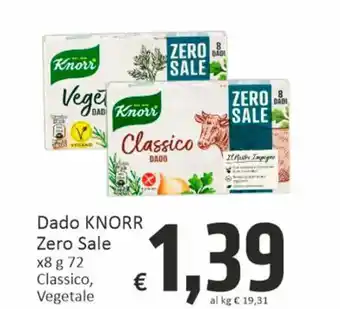 Paghi Poco Dado KNORR Zero Sale x8 g 72 Classico, Vegetale offerta