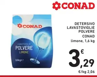 Spazio Conad DETERSIVO LAVASTOVIGLIE POLVERE CONAD limone, 1,6 kg offerta