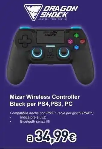 Unieuro Mizar Wireless Controller Black per PS4, PS3, PC offerta