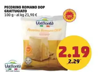 PENNY ValBontà PECORINO ROMANO DOP GRATTUGIATO 100 g offerta