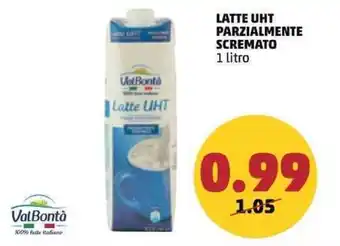 PENNY ValBontà LATTE UHT PARZIALMENTE SCREMATO 1 litro offerta