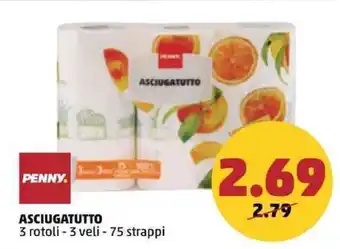PENNY PENNY ASCIUGATUTTO 3 rotoli - 3 veli - 75 strappi offerta