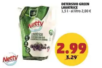 PENNY Netty DETERSIVO GREEN LAVATRICE 1,5 l offerta