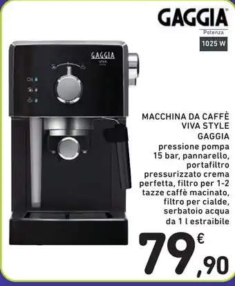 Spazio Conad MACCHINA DA CAFFÈ VIVA STYLE GAGGIA offerta