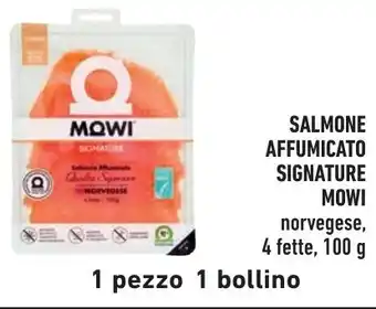 Spazio Conad SALMONE AFFUMICATO SIGNATURE MOWI norvegese, 4 fette, 100 g offerta