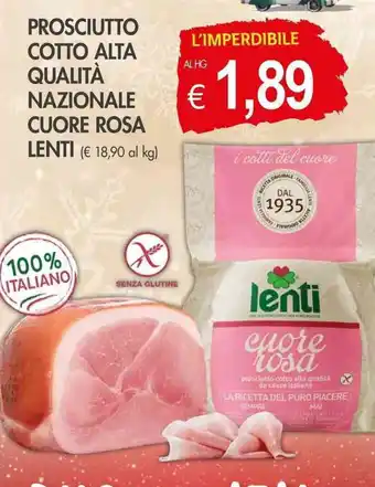PrestoFresco PROSCIUTTO COTTO ALTA QUALITÀ NAZIONALE CUORE ROSA LENTI offerta