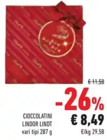 Conad Superstore CIOCCOLATINI LINDOR LINDT vari tipi 287 g offerta