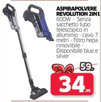 Telitaly ASPIRAPOLVERE REVOLUTION 2IN1 offerta