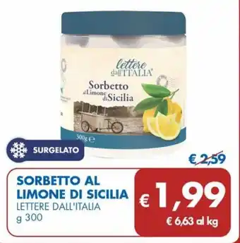 MD Discount SORBETTO AL LIMONE DI SICILIA LETTERE DALL'ITALIA g 300 offerta