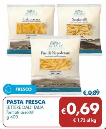 MD Discount PASTA FRESCA LETTERE DALL'ITALIA formati assortiti g 400 offerta