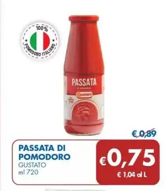 MD Discount PASSATA DI POMODORO GUSTATO ml 720 offerta