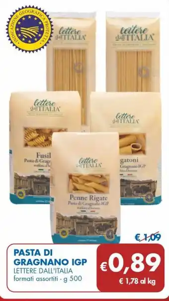 MD Discount PASTA DI GRAGNANO IGP LETTERE DALL'ITALIA formati assortiti - g 500 offerta