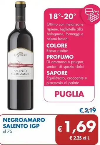 MD Discount NEGROAMARO SALENTO IGP cl 75 offerta
