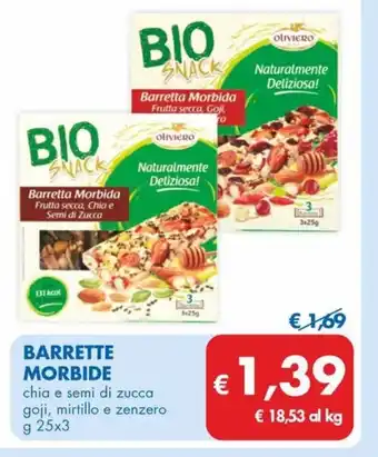 MD Discount BARRETTE MORBIDE chia e semi di zucca goji, mirtillo e zenzero g 25 x 3 offerta