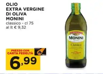 Alì Supermercati OLIO EXTRA VERGINE DI OLIVA MONINI classico - cl 75 offerta