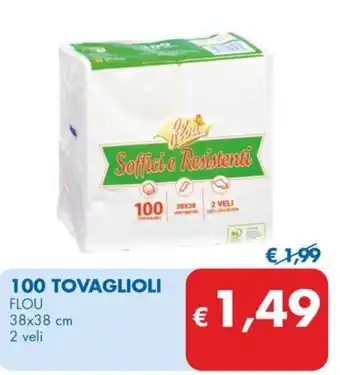 MD Discount 100 TOVAGLIOLI FLOU 38x38 cm 2 veli offerta