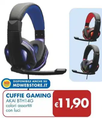 MD Discount CUFFIE GAMING AKAI BTH14G colori assortiti con luci offerta