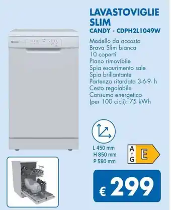 MD Discount LAVASTOVIGLIE SLIM CANDY - CDPH2L1049W offerta