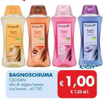MD Discount BAGNOSCHIUMA CLIOSAN olio di argan/avena iris/monoi - ml 750 offerta