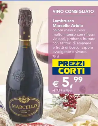 Esselunga VINO CONSIGLIATO Lambrusco Marcello Ariola offerta