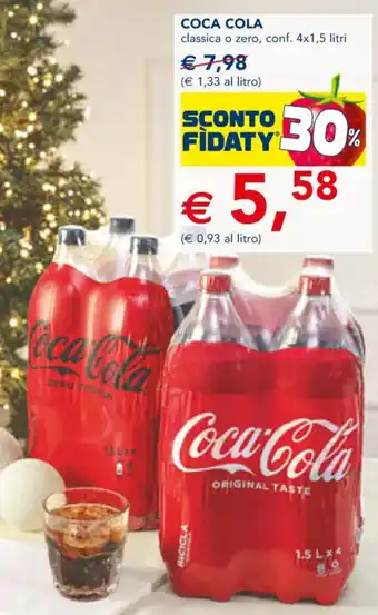 Esselunga COCA COLA classica o zero, conf. 4x1,5 litri offerta