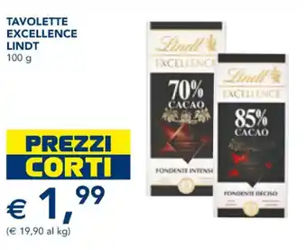 Esselunga TAVOLETTE EXCELLENCE LINDT 100 g offerta