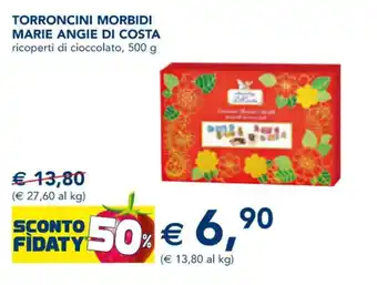 Esselunga TORRONCINI MORBIDI MARIE ANGIE DI COSTA ricoperti di cioccolato, 500 g offerta