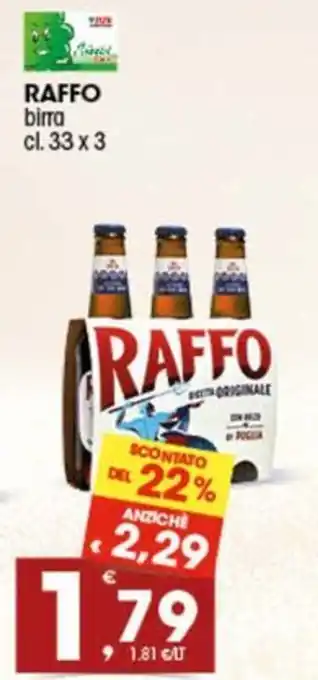 Quick Sisa RAFFO birra cl. 33 x 3 offerta
