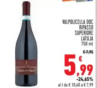 Conad Superstore VALPOLICELLA DOC RIPASSO SUPERIORE LATUJA 750 ml offerta