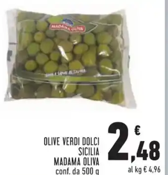 Conad Superstore OLIVE VERDI DOLCI SICILIA MADAMA OLIVA 500 g offerta