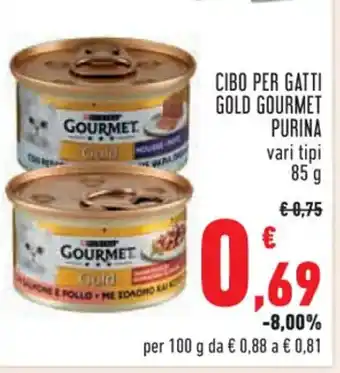 Conad Superstore CIBO PER GATTI GOLD GOURMET PURINA vari tipi 85 g offerta