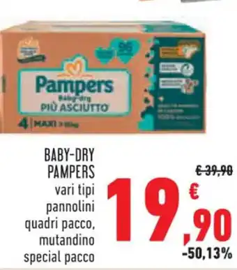 Conad Superstore BABY-DRY PAMPERS vari tipi offerta