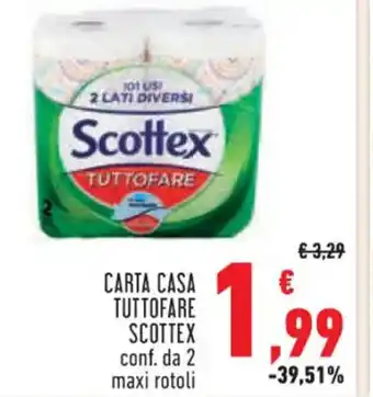 Conad Superstore CARTA CASA TUTTOFARE SCOTTEX conf. da 2 maxi rotoli offerta
