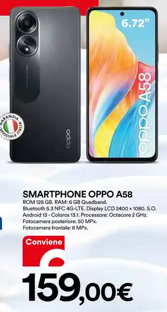 Ipercoop SMARTPHONE OPPO A58 offerta