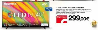 Ipercoop TV QLED 40" HISENSE 40A59KQ offerta