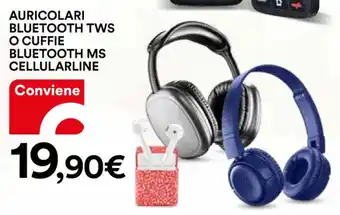 Ipercoop AURICOLARI BLUETOOTH TWS O CUFFIE BLUETOOTH MS CELLULARLINE offerta