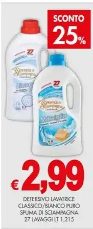 PrestoFresco DETERSIVO LAVATRICE CLASSICO/BIANCO PURO SPUMA DI SCIAMPAGNA 27 LAVAGGI LT 1,215 offerta